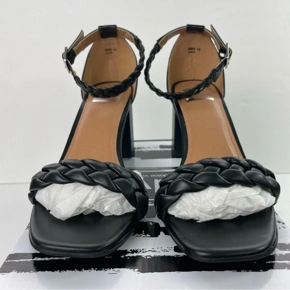 NEW DV Dolce Vita Hassa Heeled Sandal Black Braided Straps‎ - Picture 9 of 14